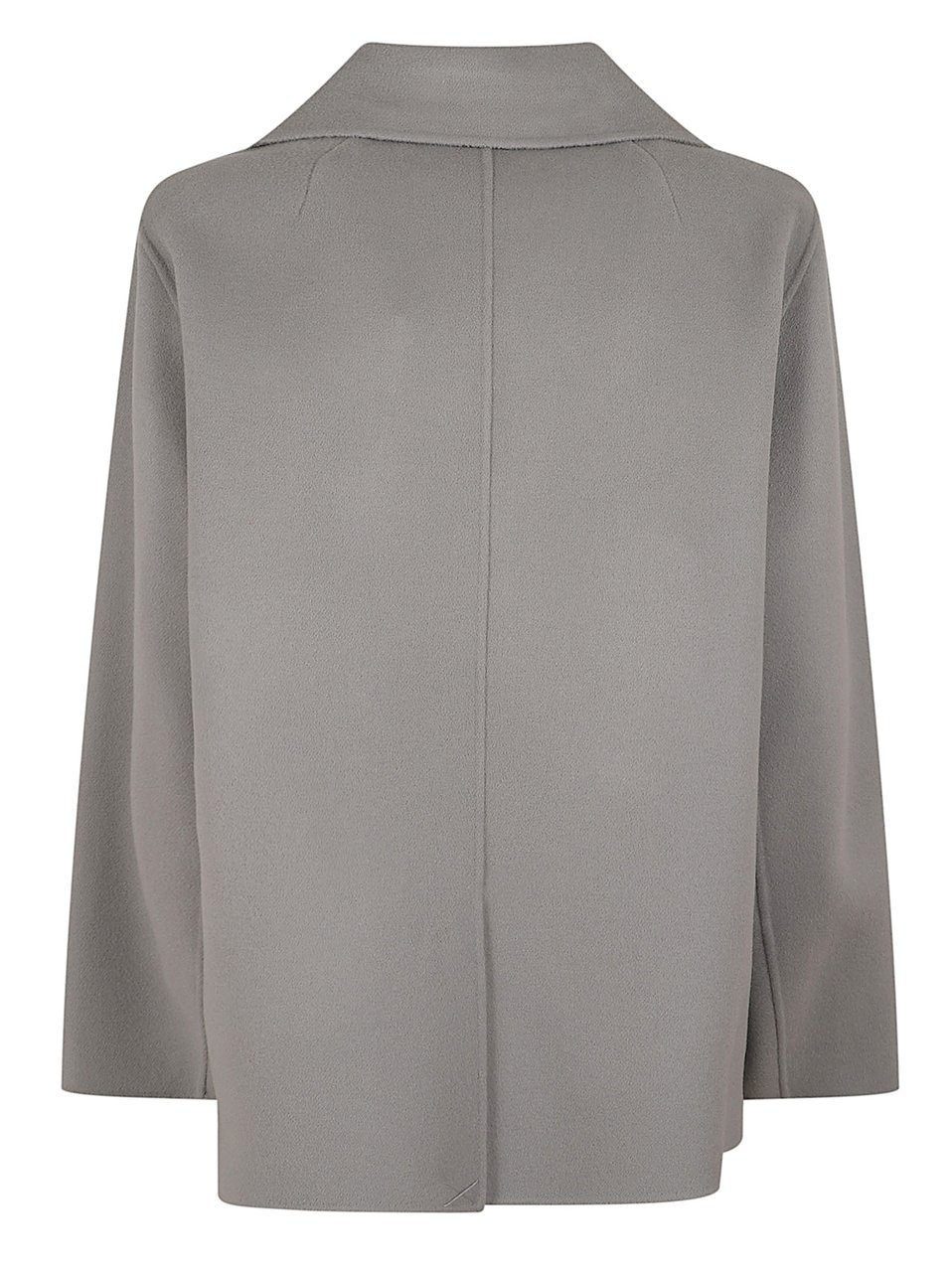 Max Mara Double-Breasted Short Peacoat with Gold Metal Buttons Grijs