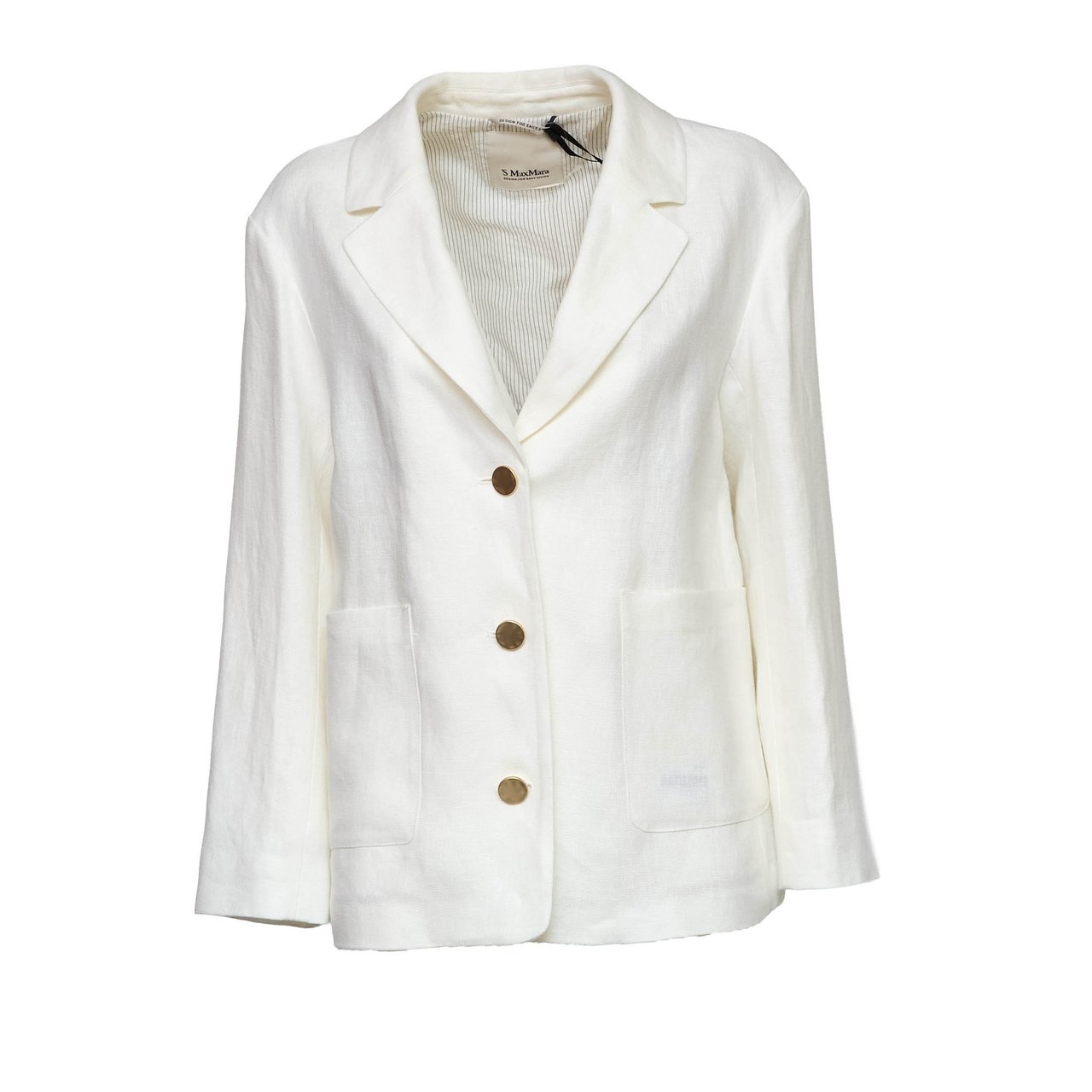 Max Mara Carlotta Pure Linen Single Breasted Blazer Wit