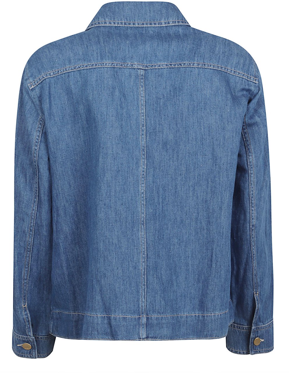 Max Mara Cropped Denim Jacket with Classic Collar and Buttoned Cuffs Blauw