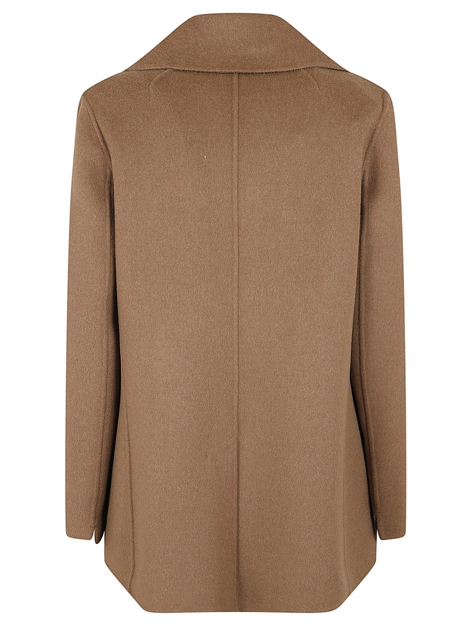 Max Mara Double-Breasted Short Pea Coat with Wide Lapel Bruin