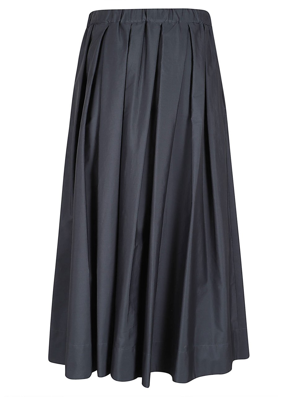 Max Mara Voluminous Pleated Midi Skirt with Gathered Waistband Grijs
