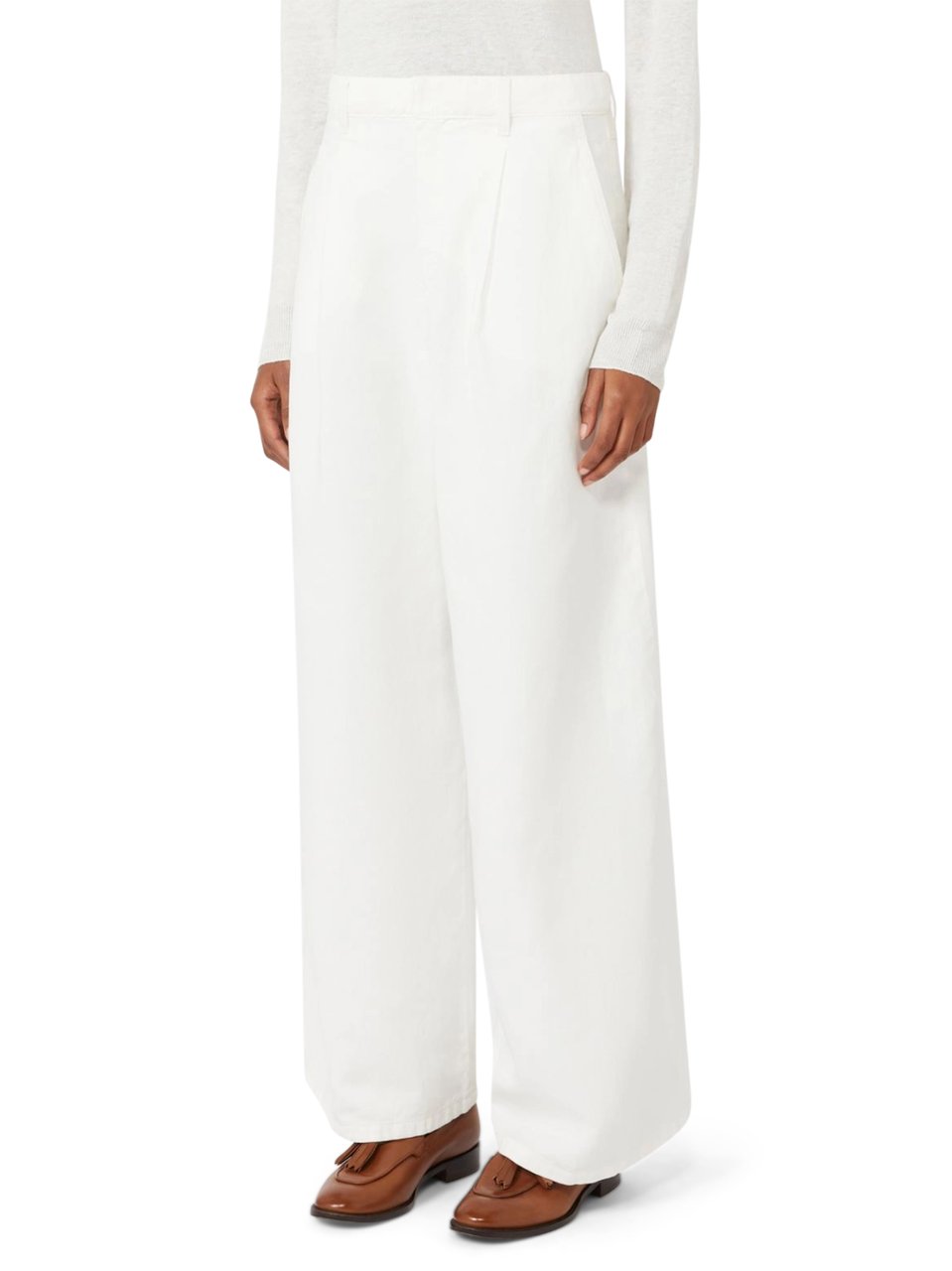 Max Mara Wide-Leg Trousers with High Waist and Front Pleats Wit