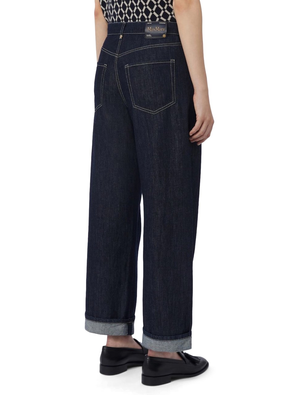 Max Mara Wide-Leg Cropped Jeans with Classic Five-Pocket Styling Zwart