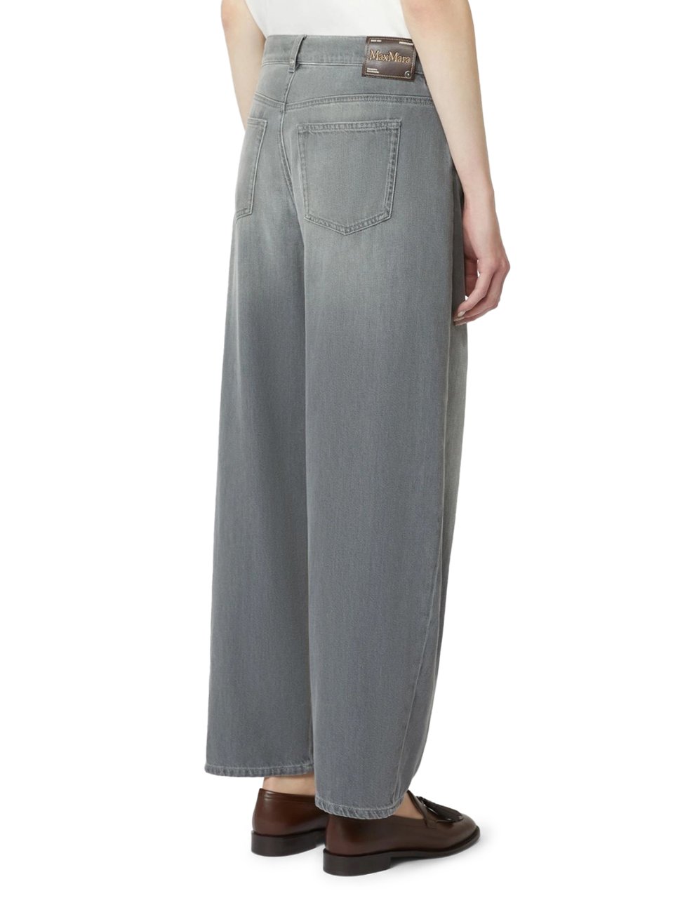 Max Mara Wide-Leg Denim Pants with Classic Five-Pocket Design Grijs