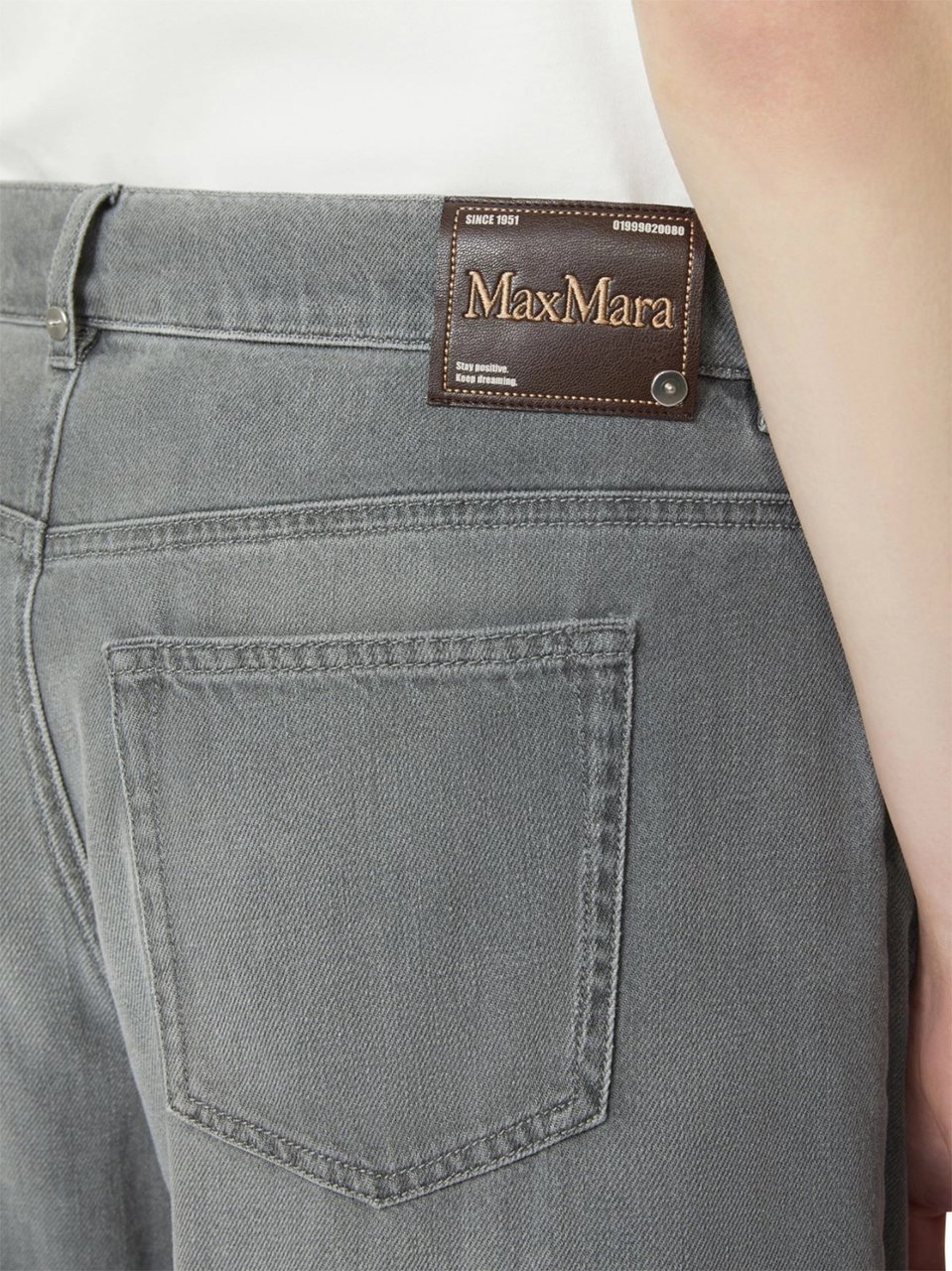 Max Mara Wide-Leg Denim Pants with Classic Five-Pocket Design Grijs