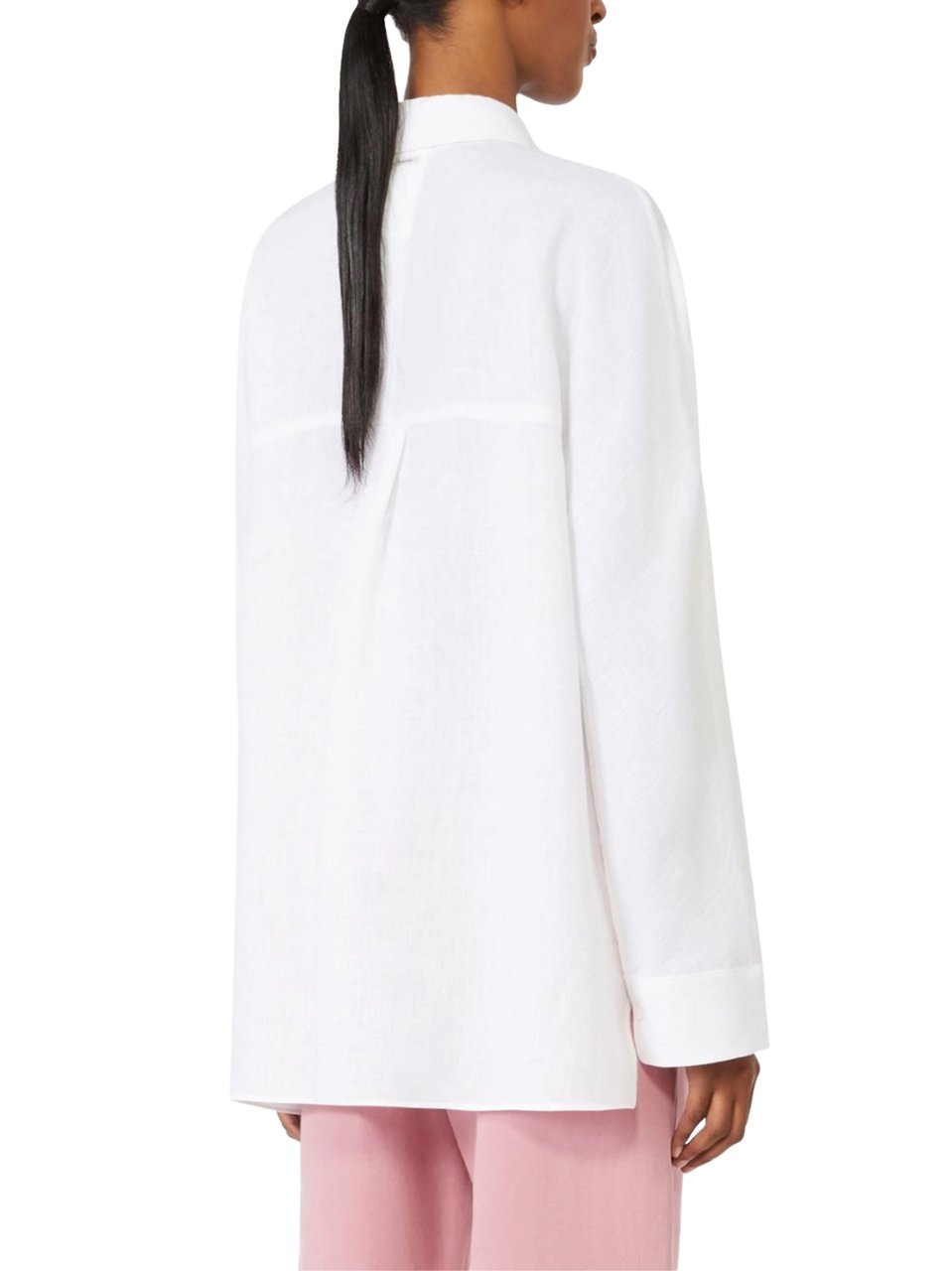 Max Mara Loose-Fitting Linen Jacket with Concealed Button Placket Wit