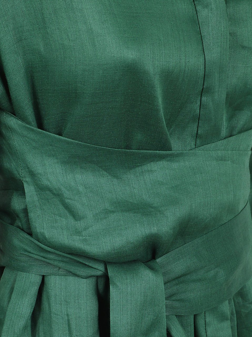 Max Mara A-line Midi Dress with Bow Detail and V-Neckline Groen