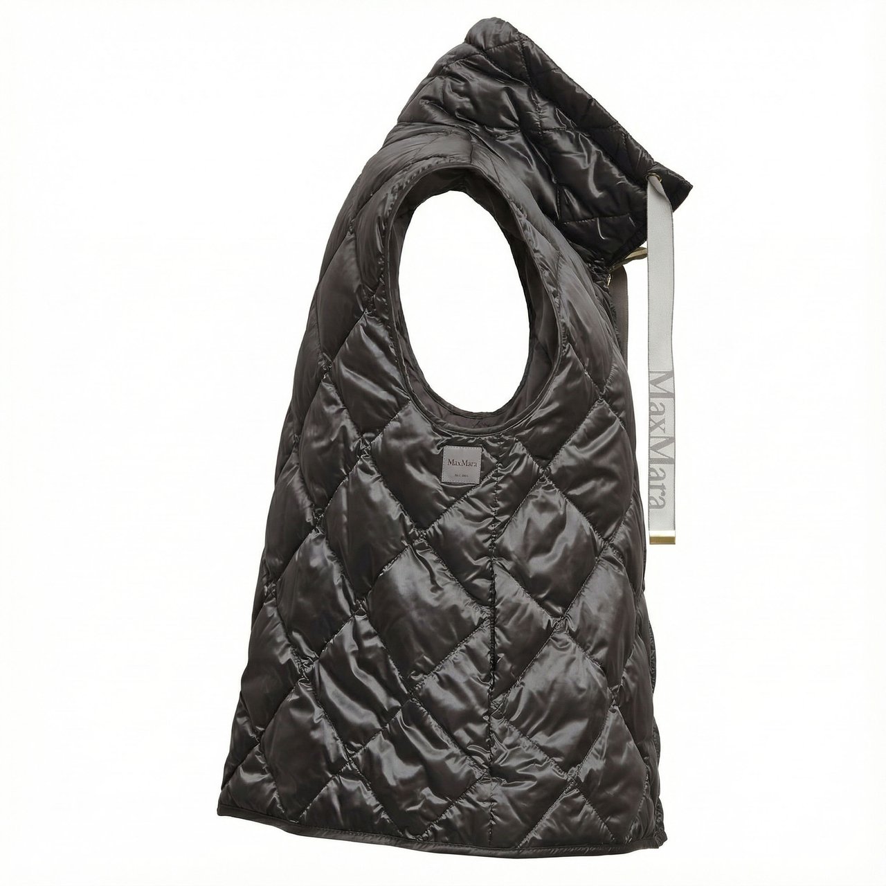 Max Mara Tregic Diamond Quilted Hooded Knit Vest Grijs