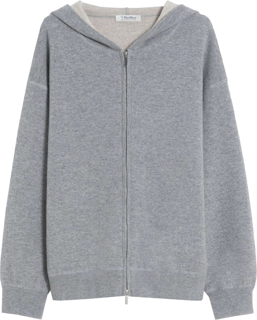Max Mara Relaxed-Fit Zip-Up Hoodie with Contrasting Lining and Graphic Detail Grijs