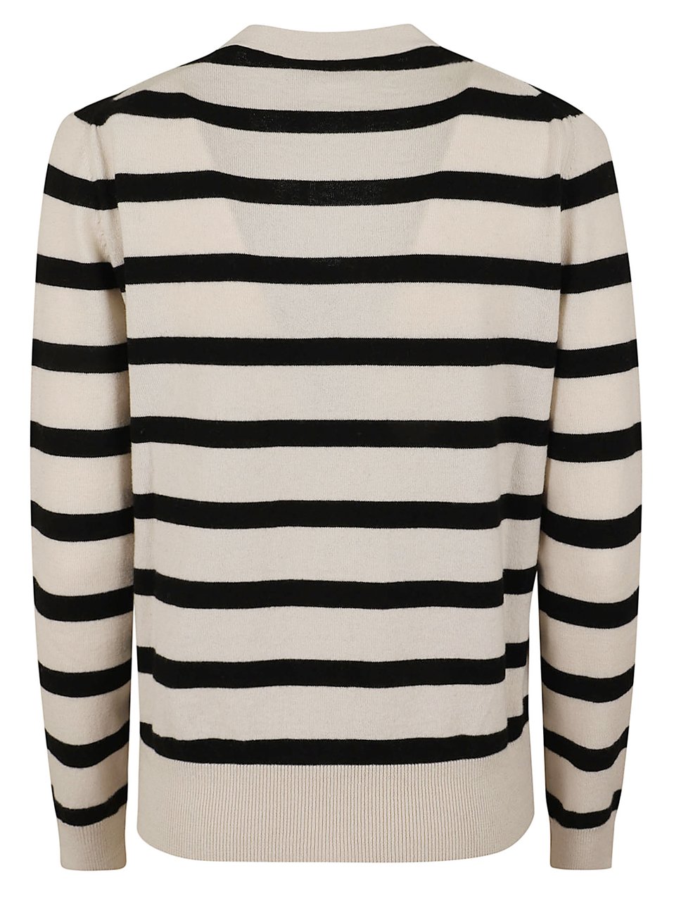 Max Mara Black White Ribbed Wool Cardigan Neutraal