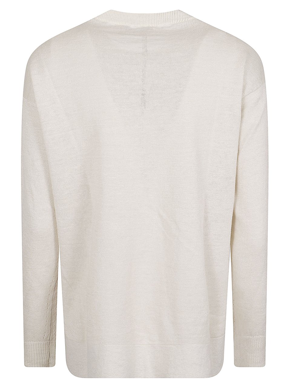 Max Mara Relaxed Fit Long-Sleeved Linen Top with Ribbed Cuffs Wit