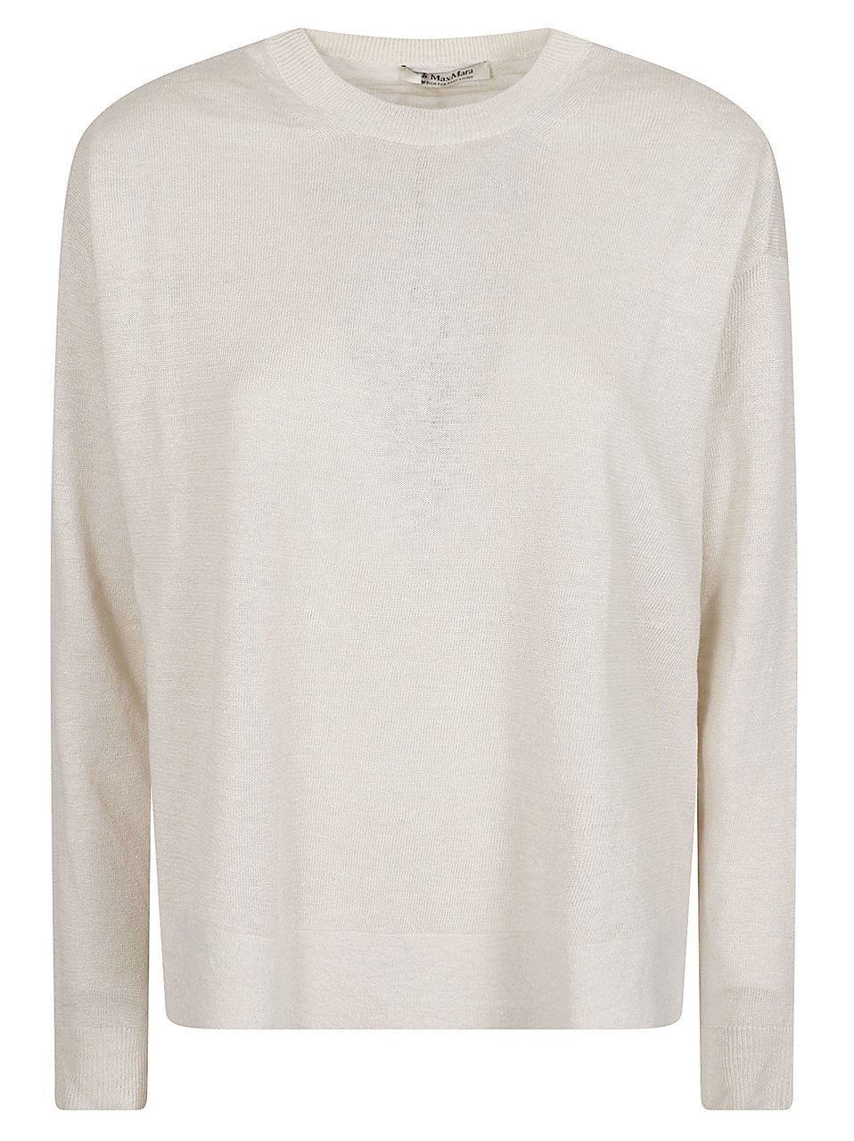 Max Mara Relaxed Fit Long-Sleeved Linen Top with Ribbed Cuffs Wit