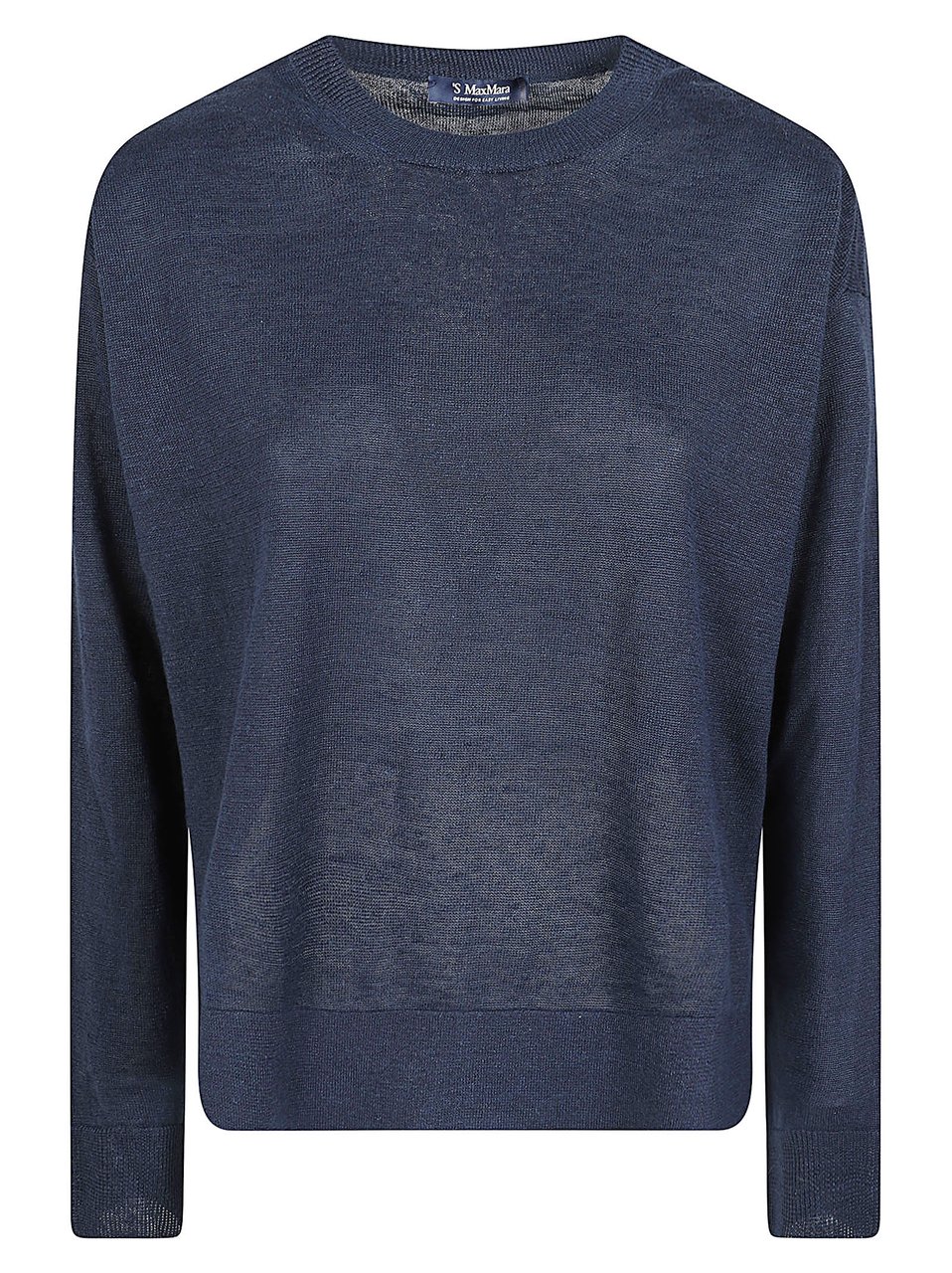 Max Mara Relaxed Fit Semi-Sheer Linen Top with Ribbed Details Grijs