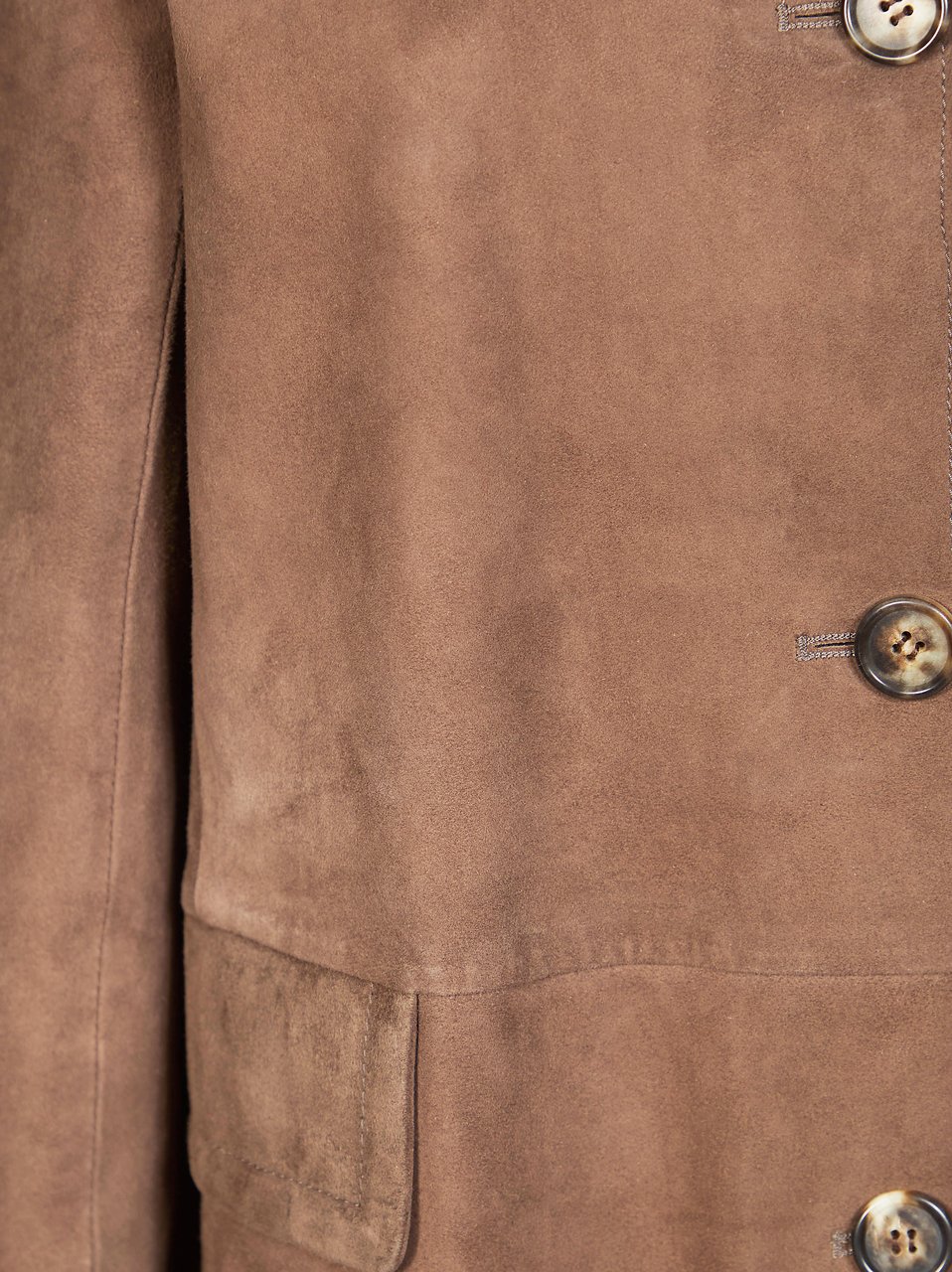 Max Mara Charm Cropped Flap Pocket Suede Jacket Bruin