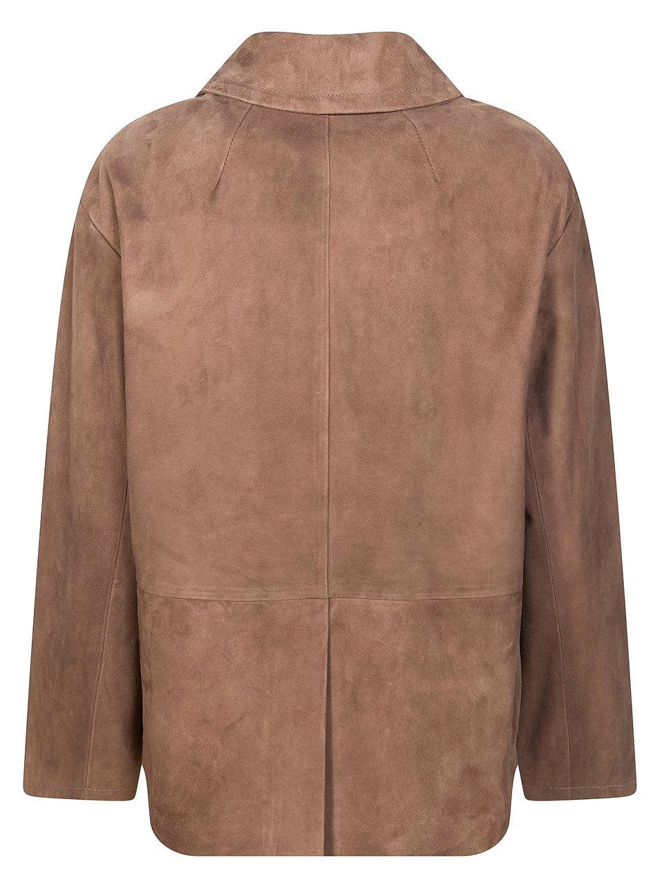 Max Mara Charm Cropped Flap Pocket Suede Jacket Bruin