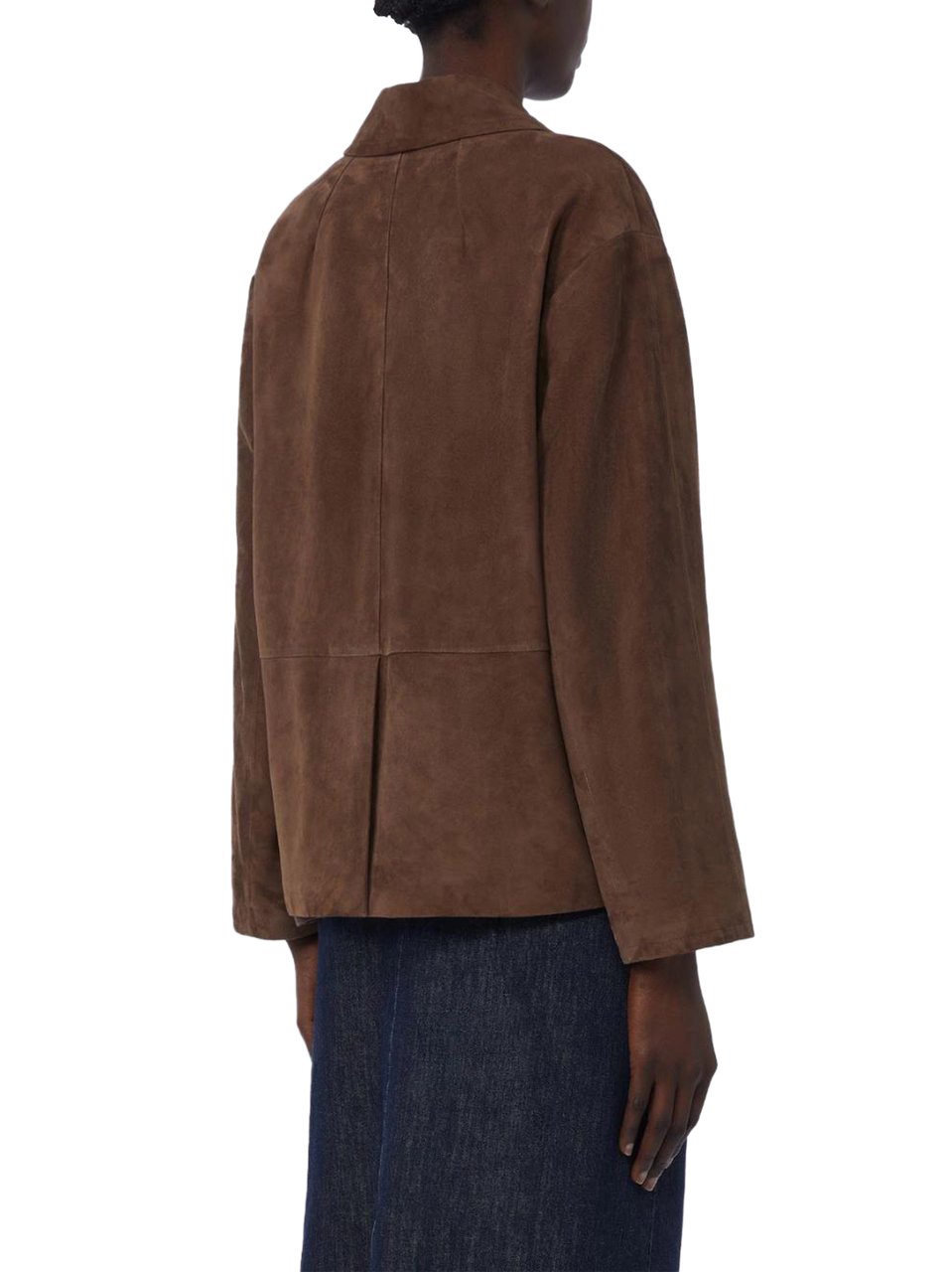 Max Mara Brown Lambskin Suede Jacket With Classic Collar Bruin