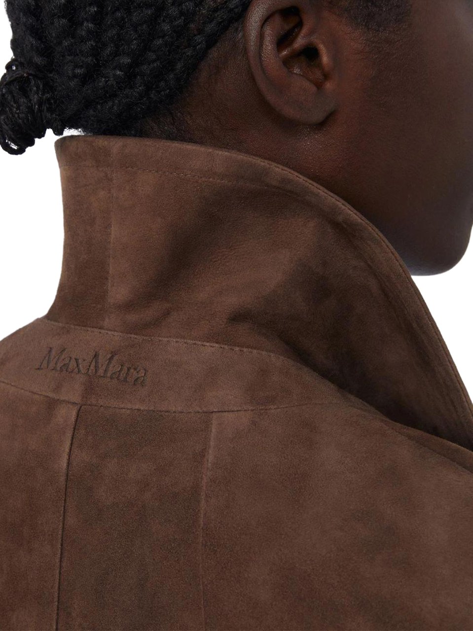 Max Mara Brown Lambskin Suede Jacket With Classic Collar Bruin