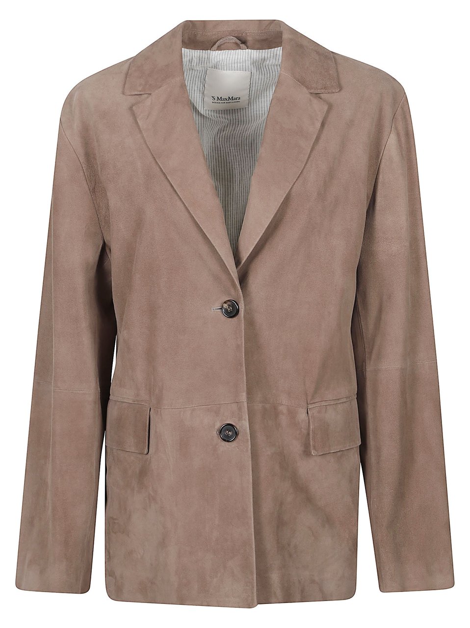 Max Mara Suede Jacket with Classic Lapel Bruin