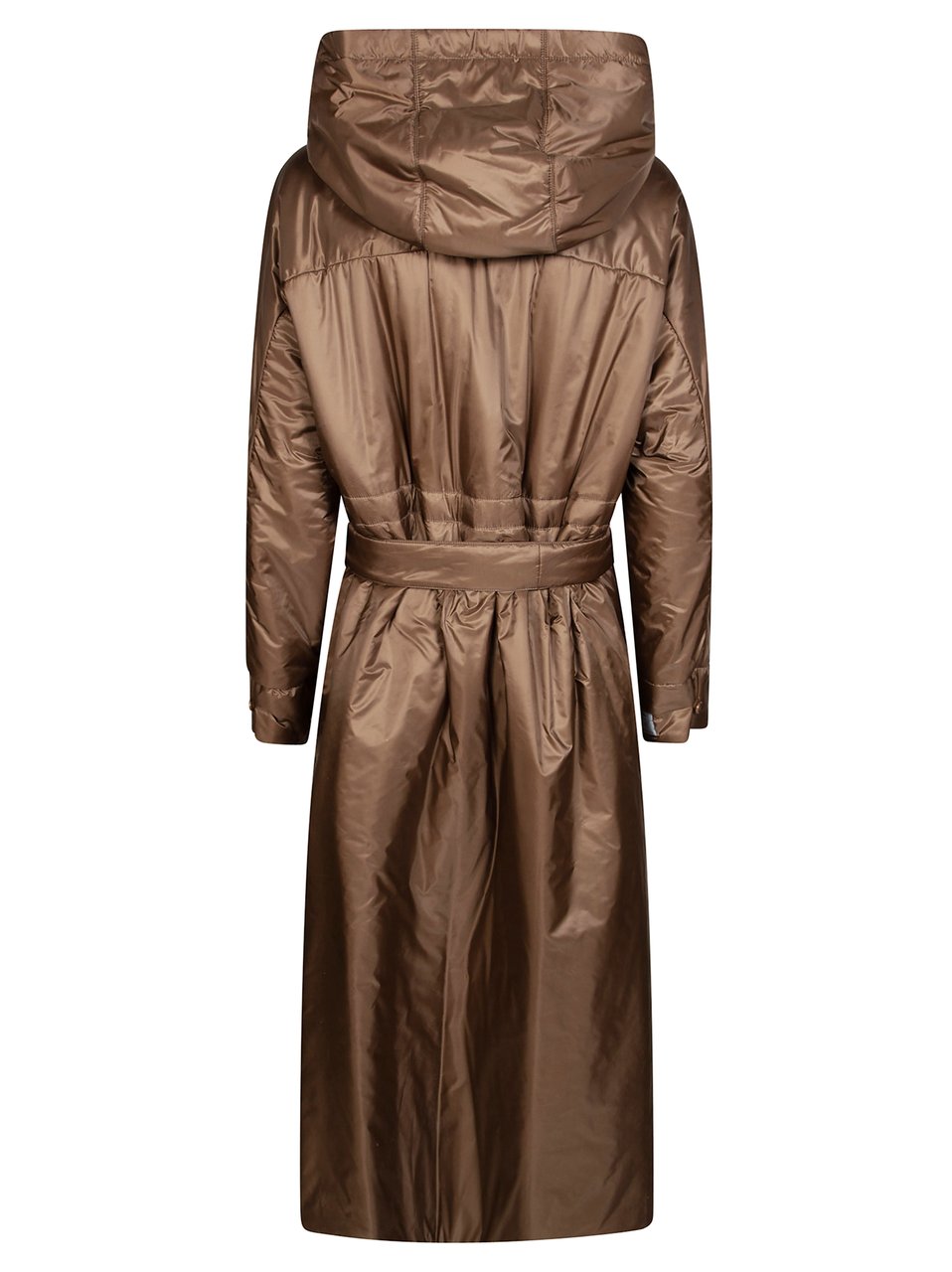 Max Mara Mtcgreenpi Long Hooded Belted Padded Coat Bruin