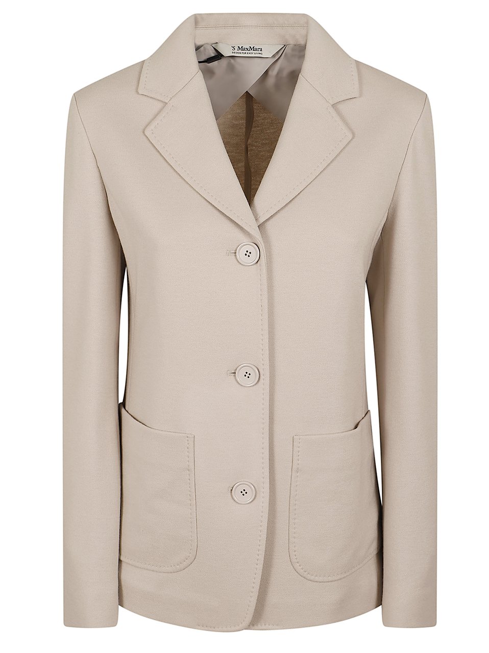 Max Mara Beige Wool-Cotton Fata Jersey Blazer Neutraal