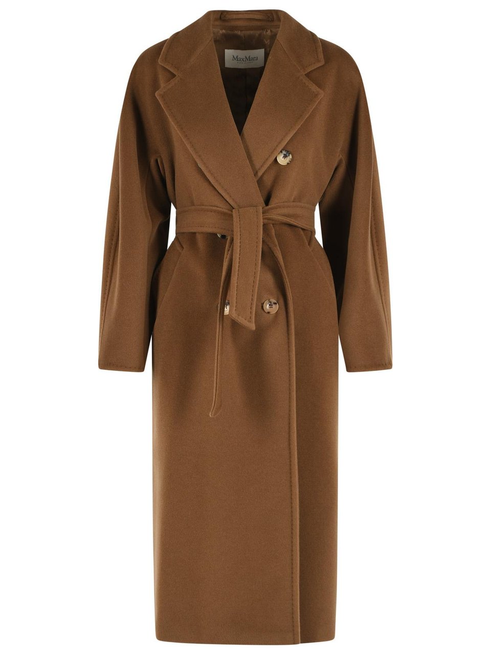 Max Mara Madame' Virgin Wool And Brown Cashmere Coat Bruin