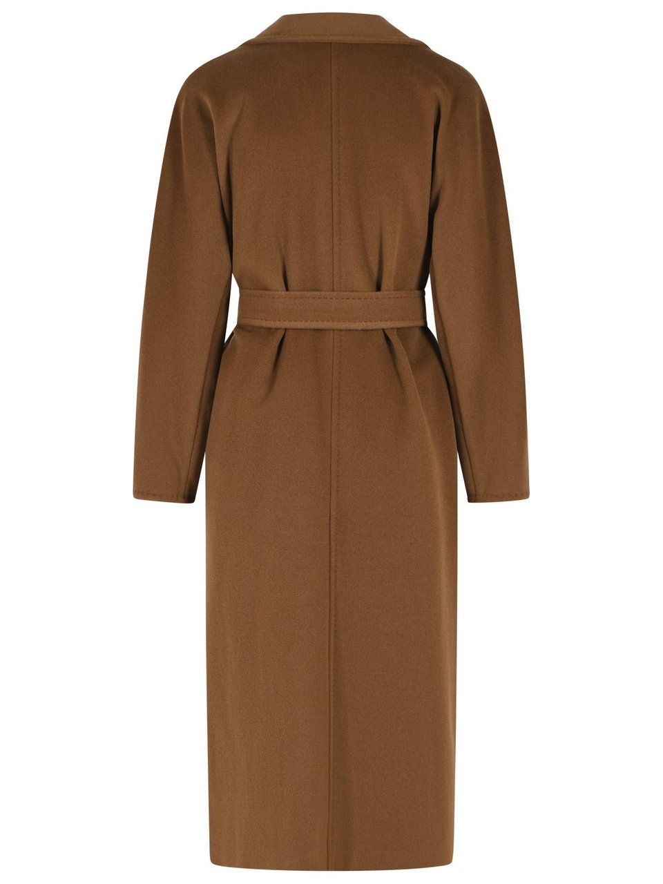 Max Mara Madame' Virgin Wool And Brown Cashmere Coat Bruin