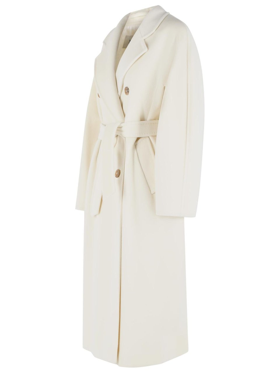 Max Mara Madame' Virgin Wool And White Cashmere Coat Wit