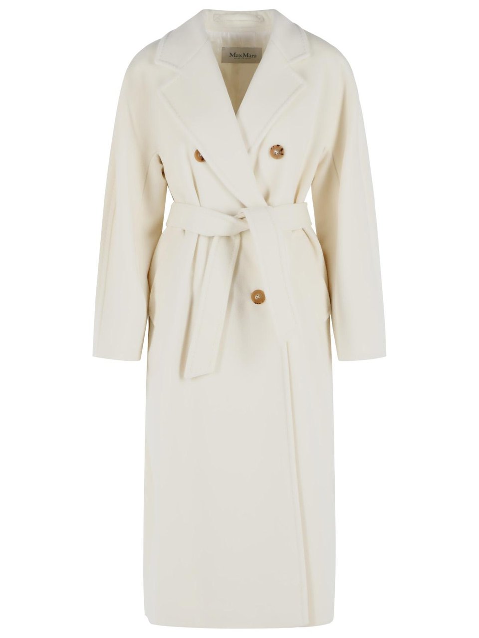 Max Mara Madame' Virgin Wool And White Cashmere Coat Wit
