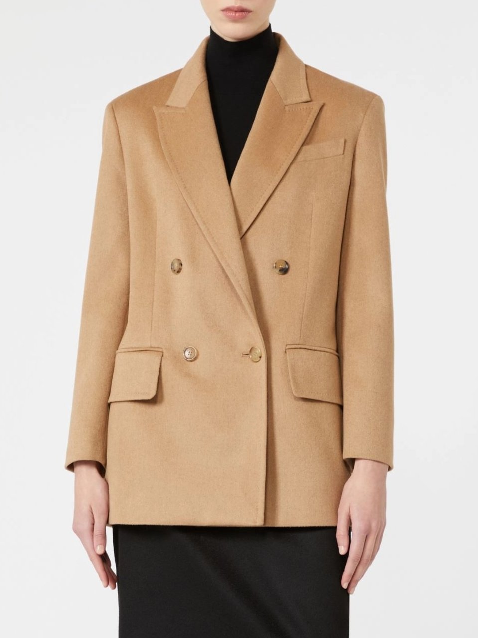 Max Mara Tailored Double-Breasted Blazer With Wide Lapels And Boxy Fit Bruin