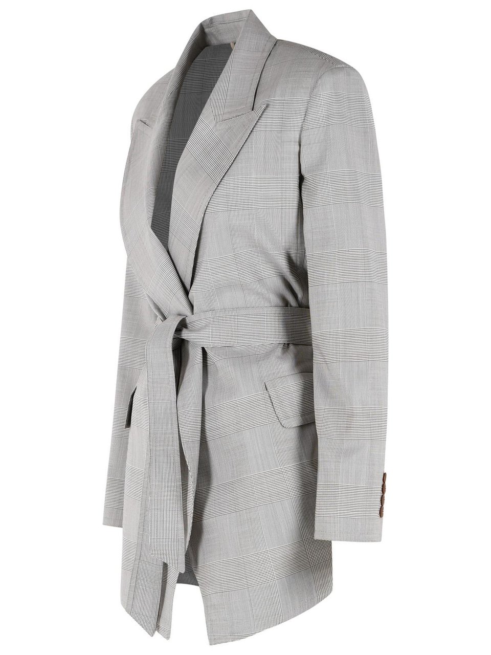 Max Mara 'Nasello' Olive Green Prince Of Wales Wool Robe Jacket Wit