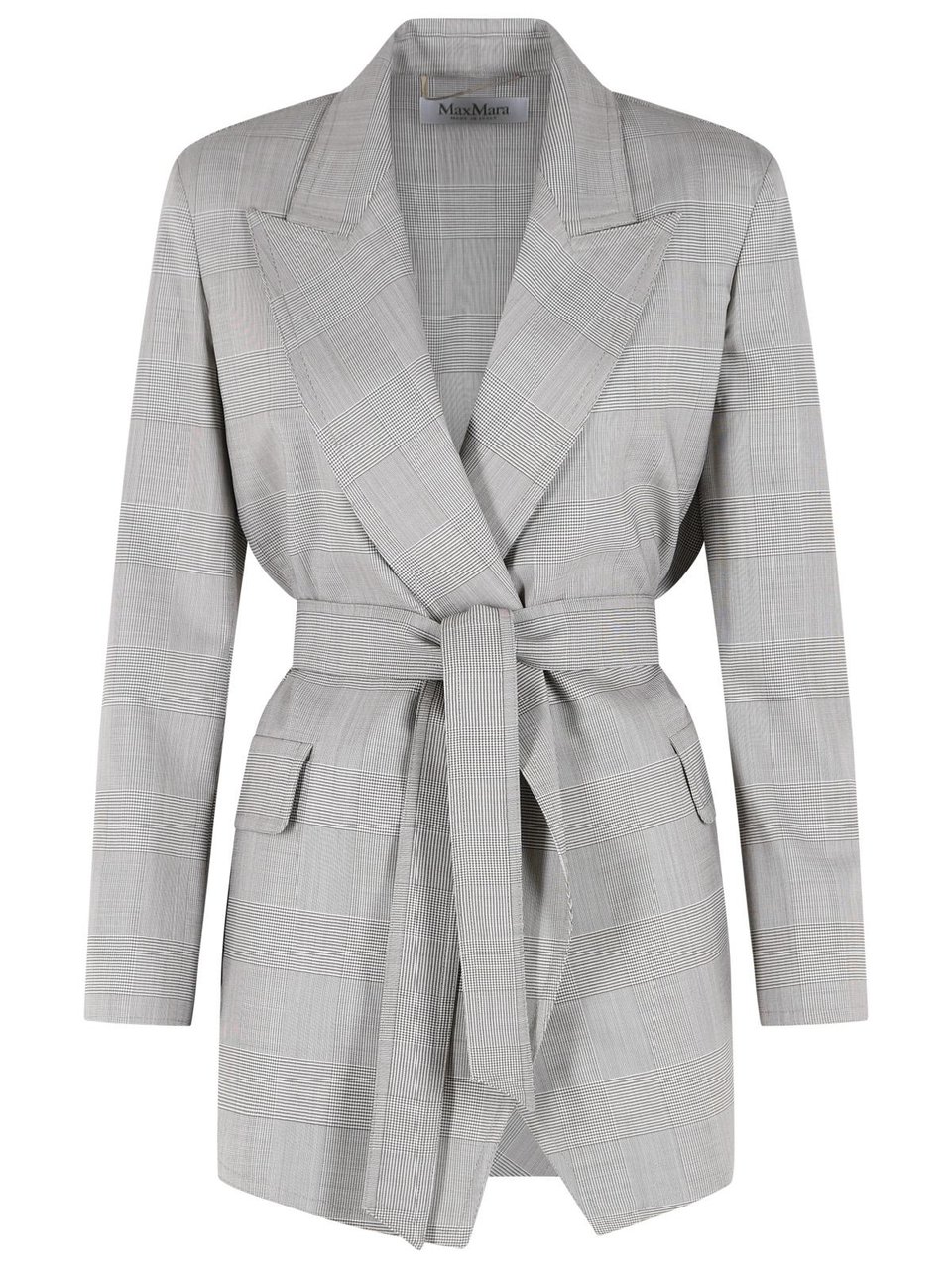 Max Mara 'Nasello' Olive Green Prince Of Wales Wool Robe Jacket Wit