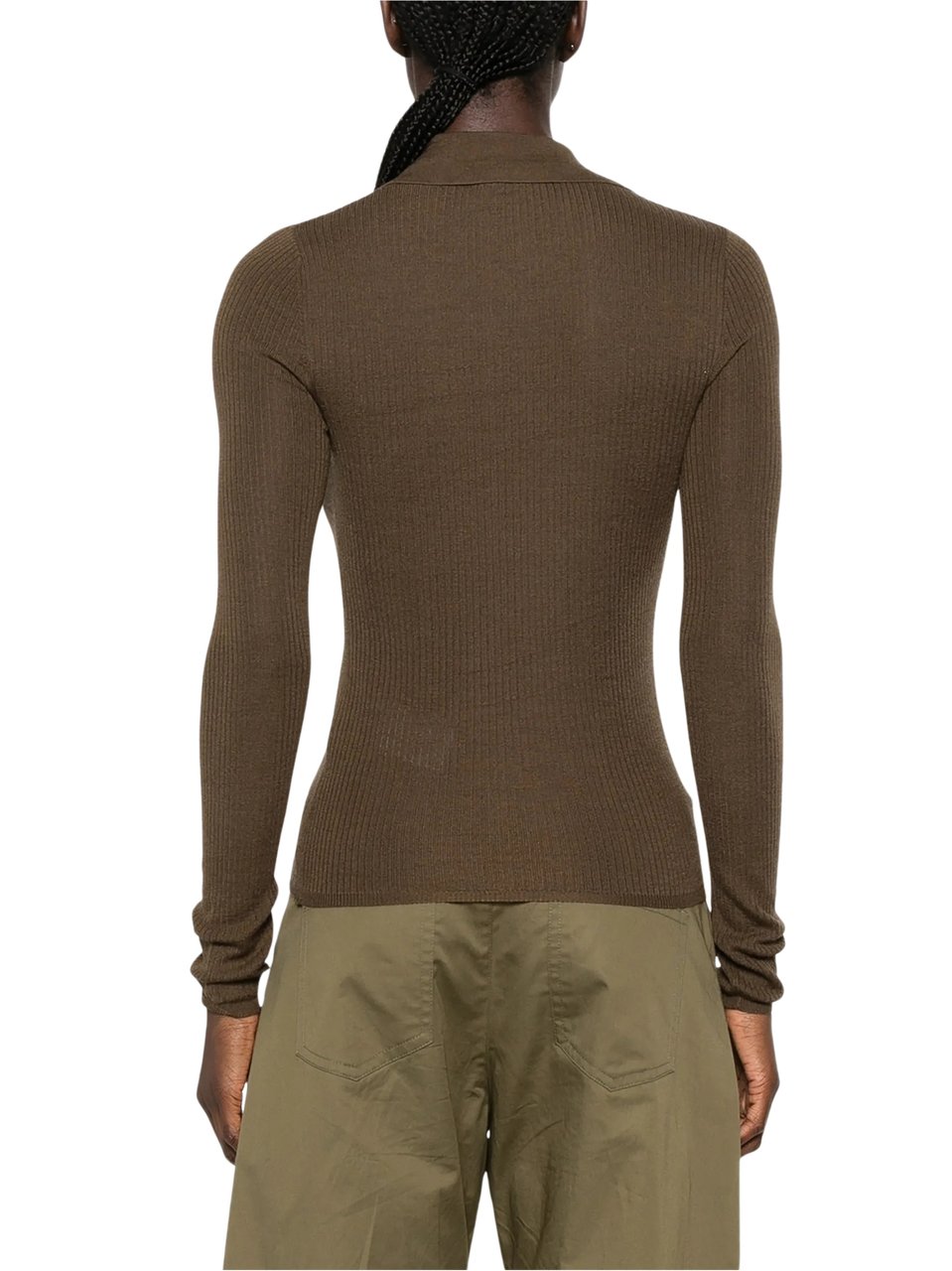 Max Mara Mxmgergo Ribbed Knit Collared Top Grijs