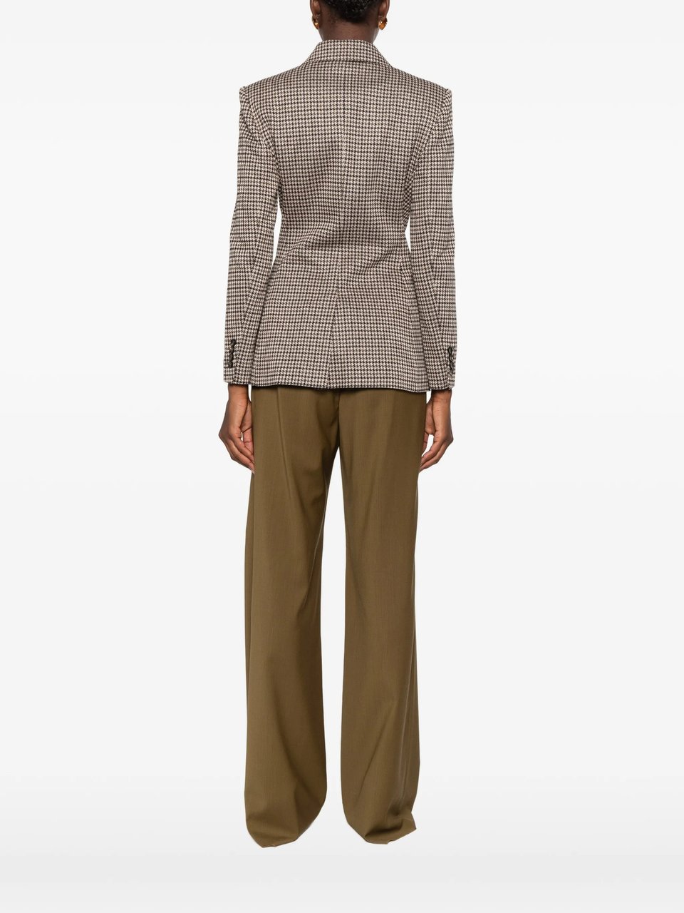 Max Mara Tailored Double-Breasted Houndstooth Blazer Grijs