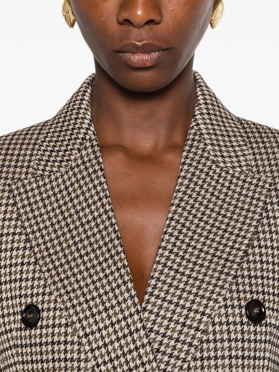 Max Mara Tailored Double-Breasted Houndstooth Blazer Grijs