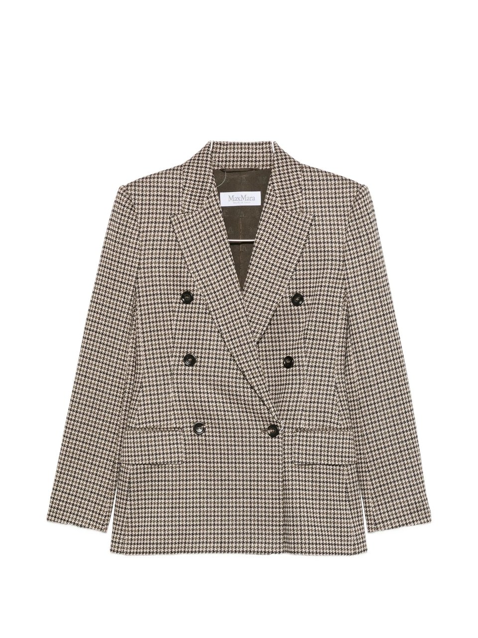Max Mara Tailored Double-Breasted Houndstooth Blazer Grijs