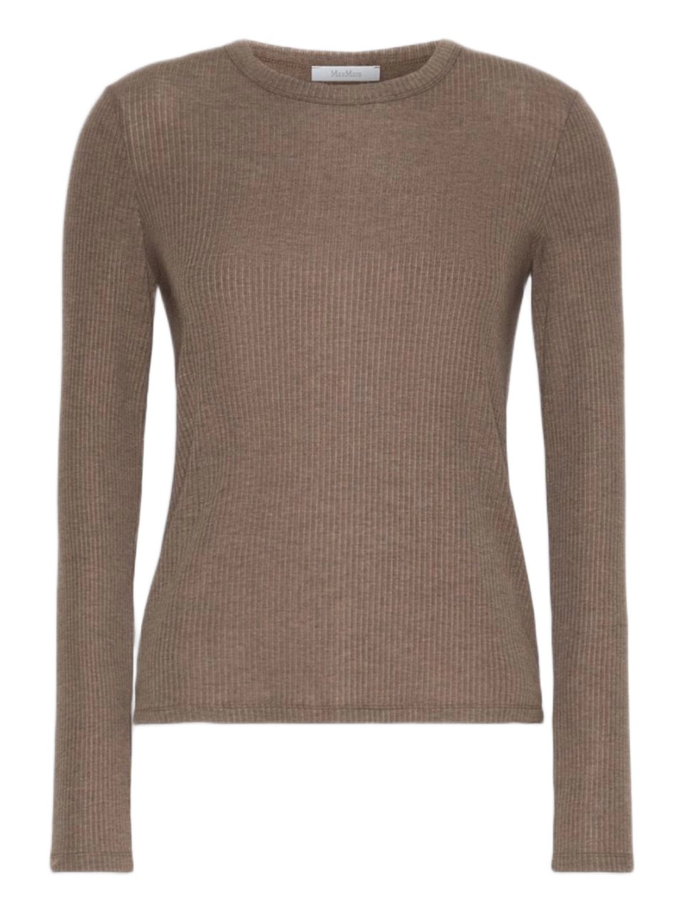 Max Mara Ribbed Knit Long-Sleeved Top With Subtle Seam Detail Roze