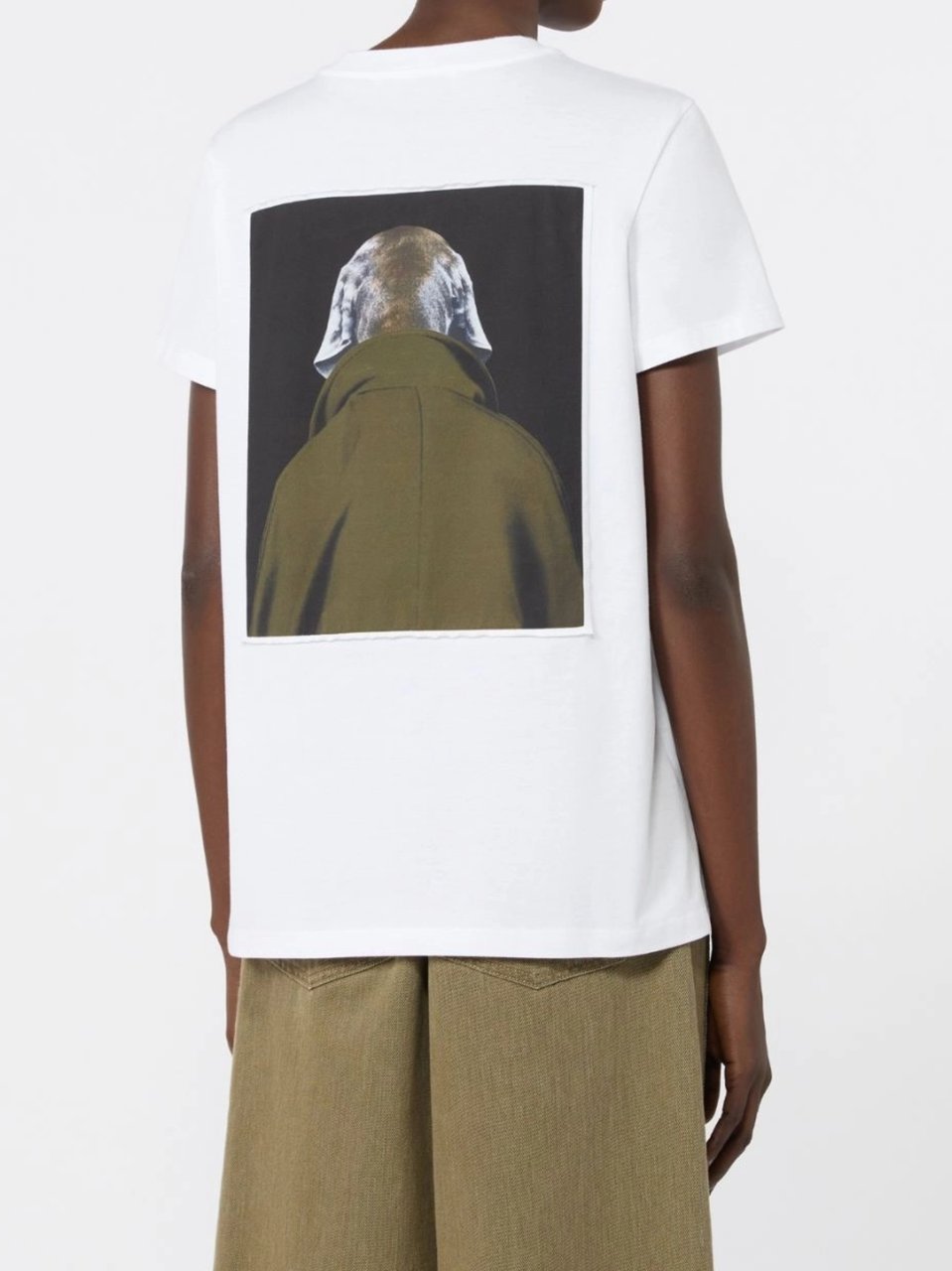 Max Mara Graphic Print White T-Shirt with Relaxed Fit Wit