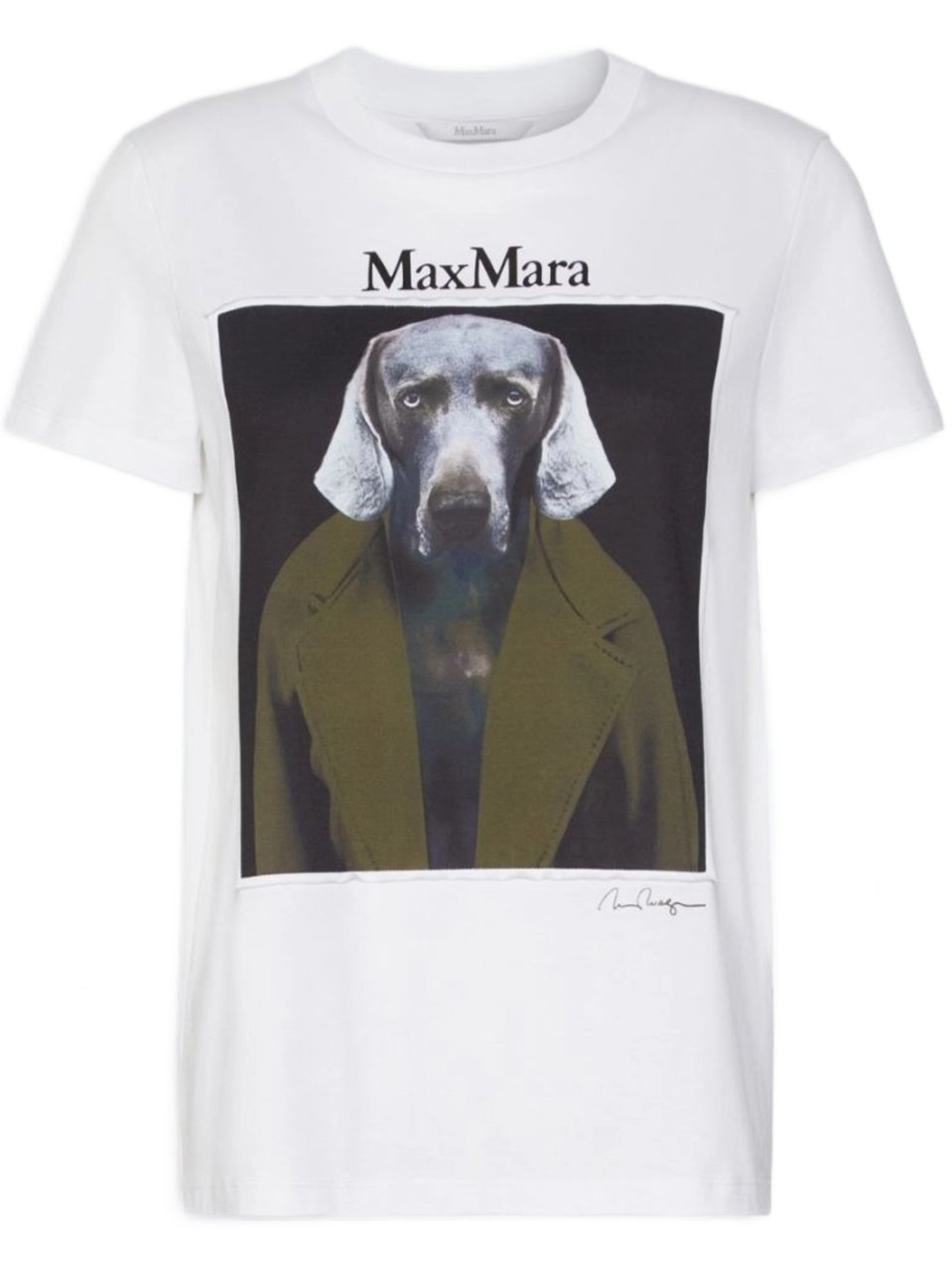 Max Mara Graphic Print White T-Shirt with Relaxed Fit Wit