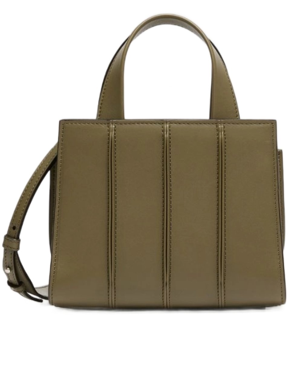 Max Mara Structured Handbag With Vertical Stitched Panels And Adjustable Strap Bruin