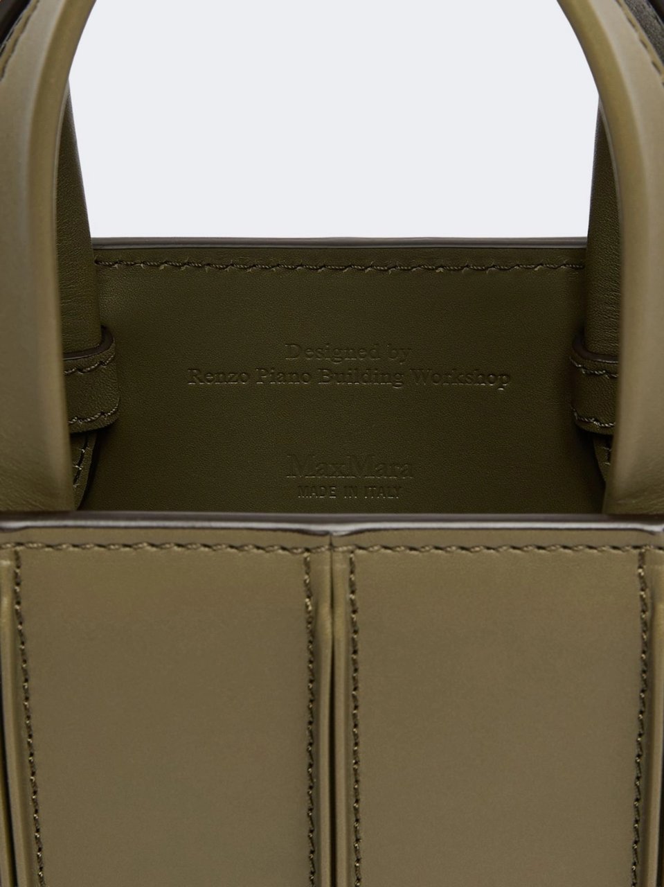 Max Mara Structured Handbag With Vertical Stitched Panels And Adjustable Strap Bruin