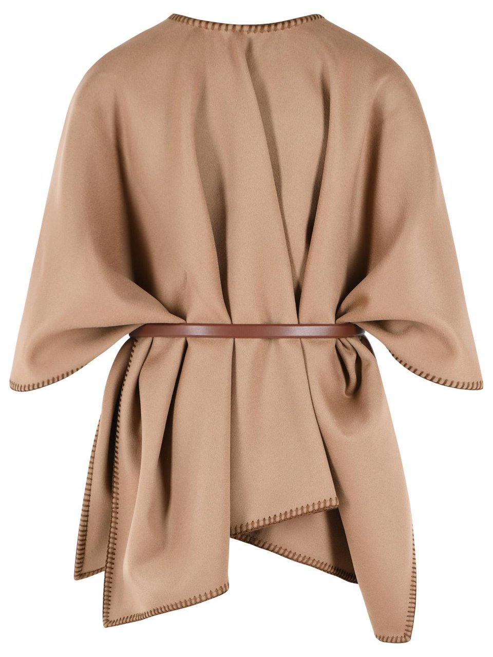 Max Mara 'Colomba' Brown Virgin Wool Cape Neutraal