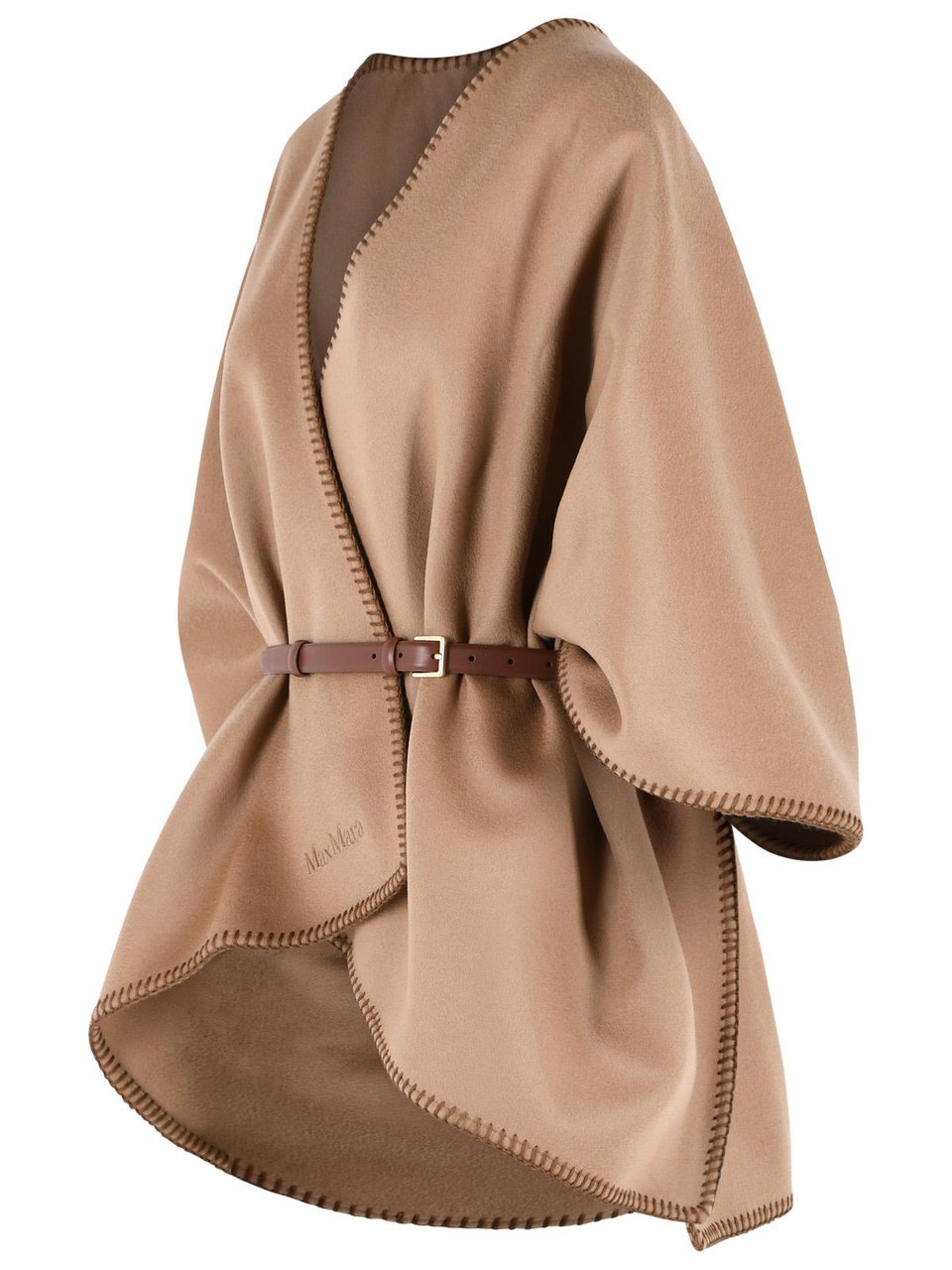 Max Mara 'Colomba' Brown Virgin Wool Cape Neutraal