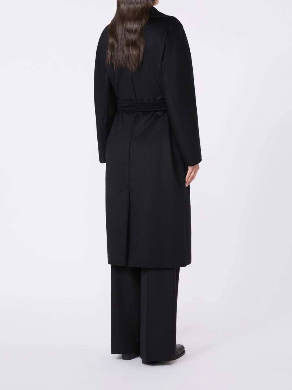 Max Mara Wkdresina Black Tie-Belt Coat Zwart