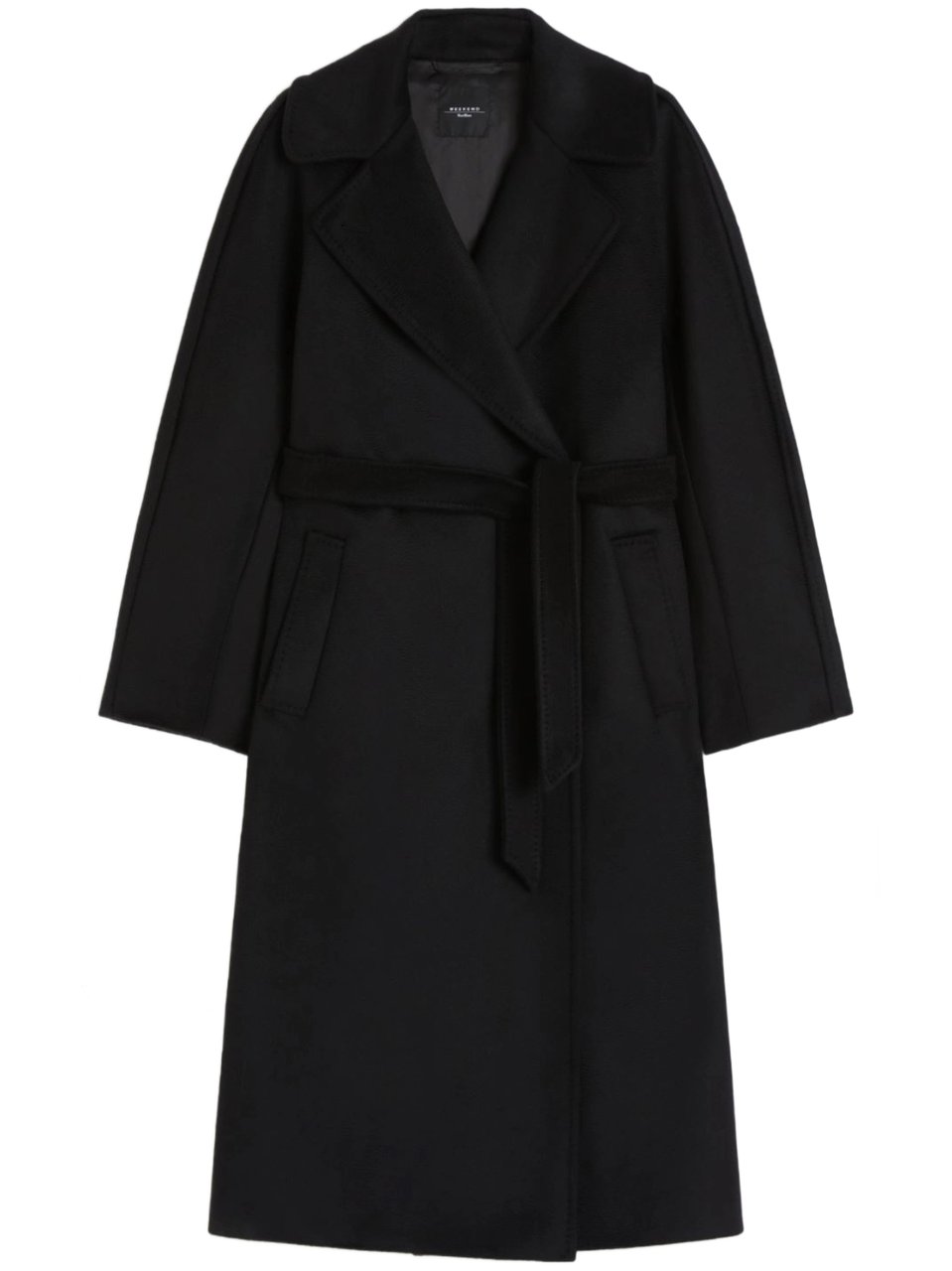 Max Mara Wkdresina Black Tie-Belt Coat Zwart