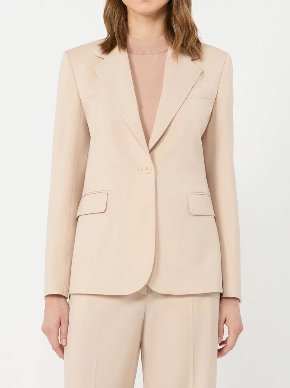 Max Mara Structured Tailored Blazer with Notched Lapels and Flap Pockets Neutraal