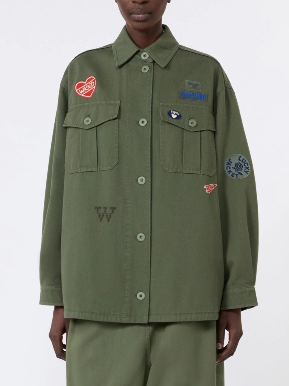 Max Mara Loose-Fitting Button-Up Jacket With Classic Collar Grijs