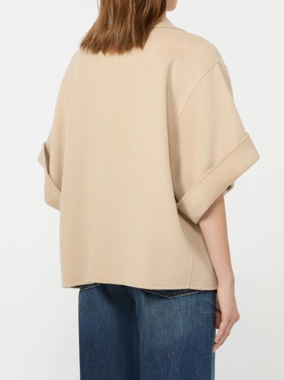 Max Mara Boxy Double-Breasted Jacket with Notched Lapel Collar Neutraal