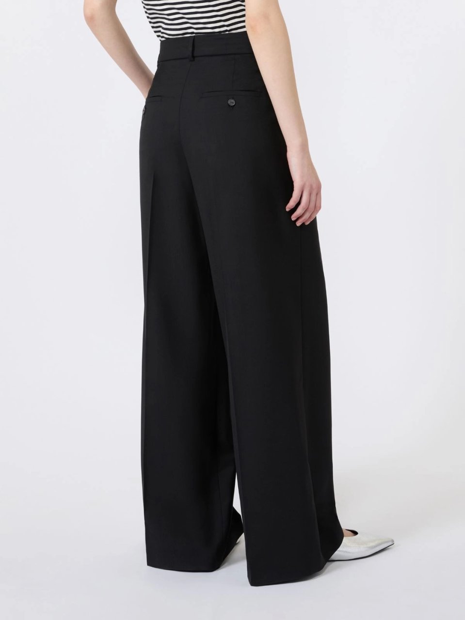 Max Mara Wide-Leg Pants With High Waist And Polished Creases Zwart