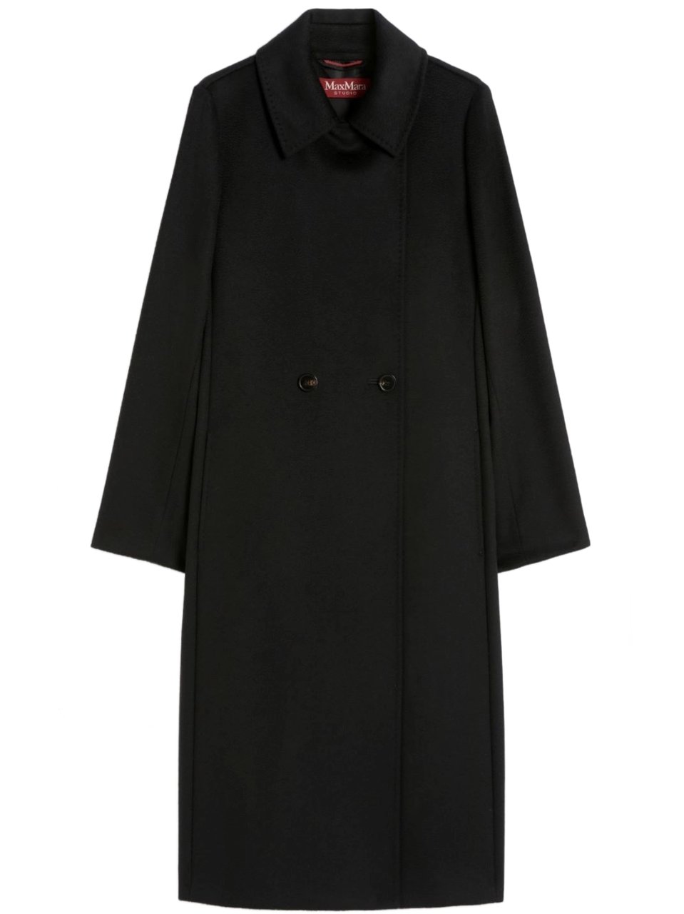 Max Mara Bcollag Knee-Length Double-Breasted Wool Coat Zwart
