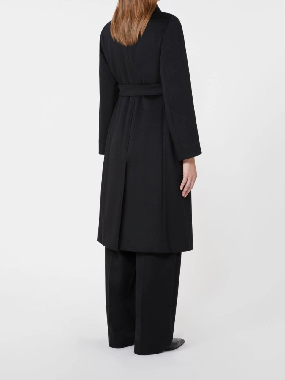 Max Mara Bcollag Knee-Length Double-Breasted Wool Coat Zwart